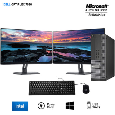 Refurbished (Good) - Dell OptiPlex 7020 SFF Desktop, Intel Core i7-4770 3.40 GHz, 32GB RAM, 1TB SSD, Windows 10 Pro, with Dual (2) New 20